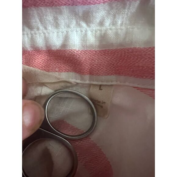 Soft Surroundings 100% Cotton Woven Long Sleeve Pink Stripe Tunic Top Women's L - Picture 10 of 10